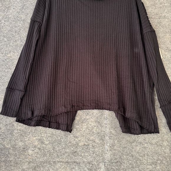Free People Waffle Knit Boho Relaxed Fit Cowl Neck Sweater Size Small - Picture 6 of 16